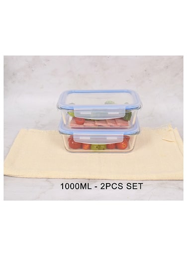 FEELINGS GLASS STORAGE M/W 1000 X 2 - 2PCS SET, BLUE RING