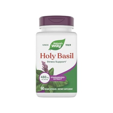 Nature's Way Holy Basil Premium Extract, Stress Support*, Adaptogenic Herb*, 450 Mg Per Serving, 60 Vegan Capsules (Packaging May Vary)