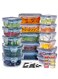 MahMir&reg; Airtight Meal Prep Container Set with Locking Lids, 24pcs Re-usable Plastic Food Storage Containers, Stackable Kitchen Organizer Boxes, BPA Free &amp; Microwave Freezer Dishwasher Safe (24pcs Set)