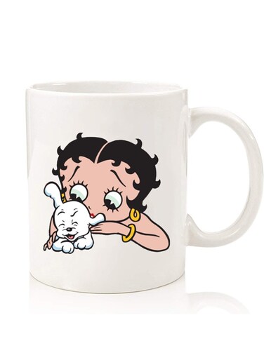 Premium Quality Two Sided Printed Coffee Mug Tea Cup For Home Office, Kids Men Women Betty Boop with dog