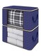 2-Piece Zipped Large Foldable Storage Bag Organizer With Reinforced Handle Blue/White/Black 60x40x35cm