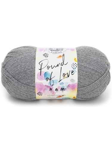 Lion Brand Yarn Pound of Love, Value Yarn, Large Yarn for Knitting and Crocheting, Craft Yarn, Oxford Grey, one size