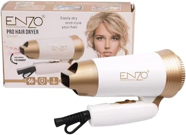 PrecisionWare Enzo EN-607 Enzo Foldable Hair Dryer, Compact &amp; Portable Nano Titanium Hair Dryer With Powerful Motor, Adjustable Heat &amp; Speed Settings, Cool Shot Button, Removable Filter, Intl Version