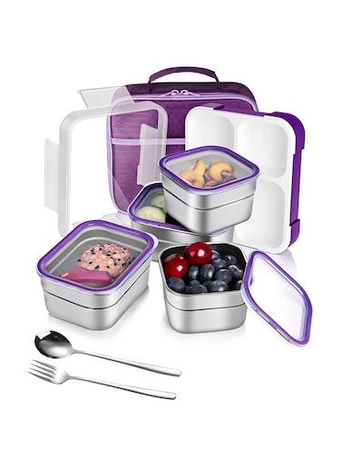 Stainless Steel Lunch Box for Kids Adults,Insulated Bento Lunch Box with Tableware and Bag,1060ml 4 Compartment Divided Lunch Containers