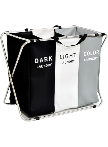 Laundry Basket, 128L Foldable Laundry Basket with Stainless Steel Frame, Portable Clothes Basket Storage, Dirty Clothes Basket Storage, Laundry Hamper Bag Washing Bin Clothes Bag, 65.5 * 35 * 56 cm