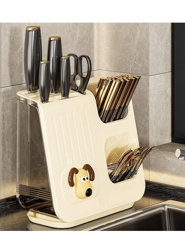 Kitchen Utensil Holder, Knife Organizer, Multifunctional Chopstick Cartridge Knife Holder Integrated Storage Box, Cutlery Drainer for Sink, Countertop Cutlery Drying Holder Tabletop Fork Chopstick Storage Cutlery Utensil Organizer
