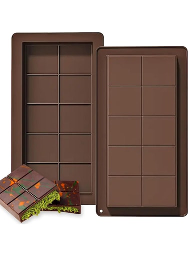 2 Pcs Silicone Chocolate Bar Molds - Deep 10-Cavity Design for Candy and Stuffed Bars