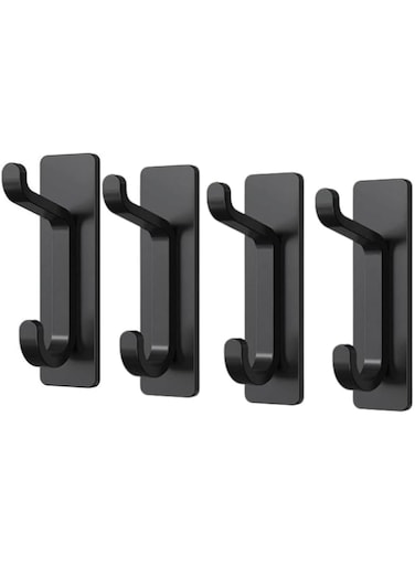 SPARKERR Self Adhesive wall Hooks, Heavy-Duty Stainless-Steel Hooks, Easy to Install Bathroom Kitchen Organizer Hooks for hanging Towel, Clothes, utensils,No Drilling Needed (Pack of 04 Hooks)