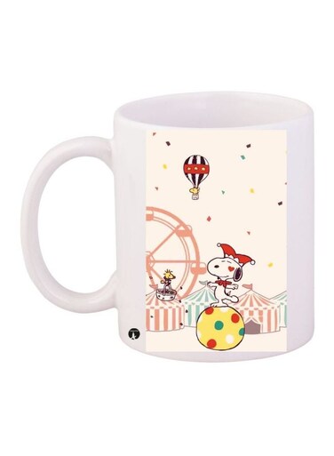 Circus Cartoon Printed Coffee Mug White/Yellow/Red