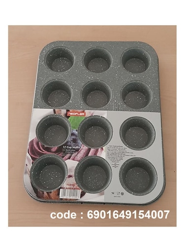 12 Cup Muffin Pan Grey Marble 35cm