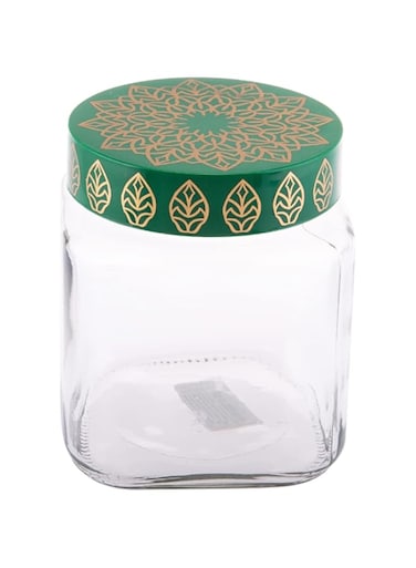 AKDC Square Glass Storage Jar With Colourfulid - Durable And Stylish M496