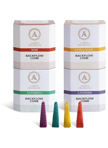 Aakriti Incense Cones Natural Handwork Backflow Waterfall Incense Rose, Sandalwood, Patchouli &amp; Lavender Fragrance, Backflow Incense Cones for Meditation, Aromatherapy &amp; Yoga -100 pcs (Step Pyramid)