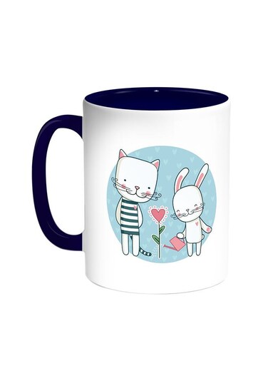 Plant Love Printed Coffee Mug Blue/White 11ounce