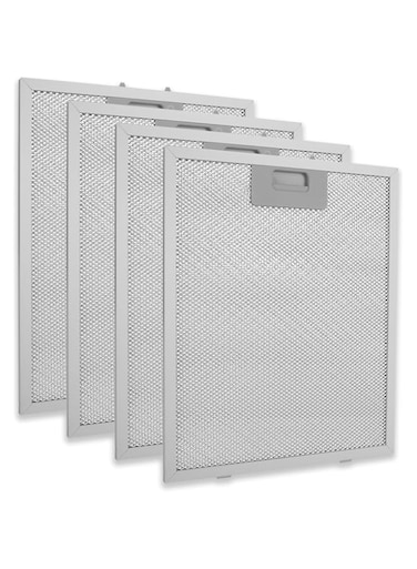 APACALI 4 Pack Cooker Hood Filter Metal, 320 x 260mm Kitchen Extractor Fan Filter, Cooker Hood Metal Grease Filter, Aluminum Mesh Hood Vent Filter, Grease Filter for Cooker Hood, Extractor Fan, Silver
