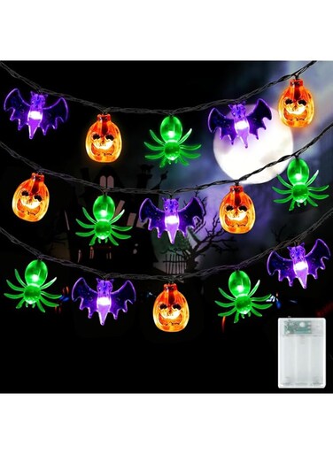 Pomefar Halloween Lights, Battery Powered Halloween Decorations Bat Spider Pumpkin Lights, Halloween Decorations Indoor Halloween Party Decor