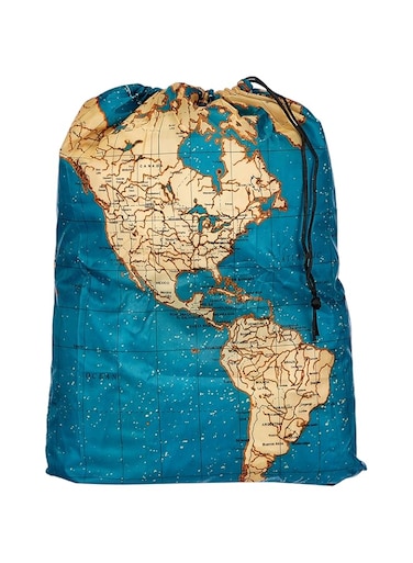Kikkerland Travel Laundry Bag - World Map, 41cm x 56cm