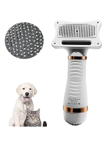 X spring Pet Hair Dryer, 2 in 1 Pet Grooming Hair Dryer with Slicker Brush, Home Dog Cat Hair Dryer with Adjustable 3 Temperatures Settings for Small Medium Large Cats Dogs Shower Bath Accessories