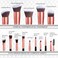 Young Glam Daily Essential Makeup Brushes 14 Pcs Brush Set, Premium Synthetic Foundation Powder Concealers Eye Shadows Makeup Brushes White Golden with Black Travel Case
