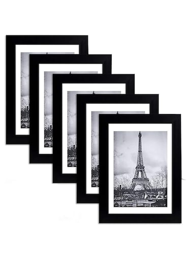 Erweicet 5x7 Picture Frame Set of 5, Display Pictures 5x7 with Mat, Wall Gallery Photo Frames, Multi Photo Frames Collage for Wall Mounting Display, Black