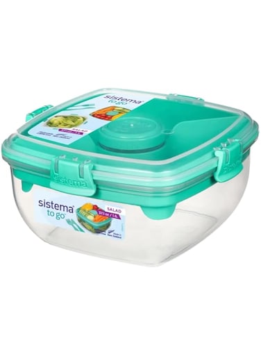 Sistema Green Salad Bowl - Rectangular, Minimalist, 1.1L, Stackable