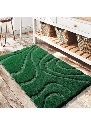 DEXDE Bathroom Rugs Mat,Soft Plush Shaggy Microfiber Bath Rug,Non Slip Bath Mats for Bathroom Floor,Machine Washable Absorbent Carpet for Shower Tub,Green 24"x36