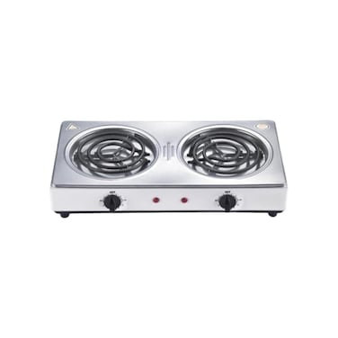 2000W Double Electric Hot Plate - Stainless Steel Portable Dual Burner Stove with 4-Speed Controls

