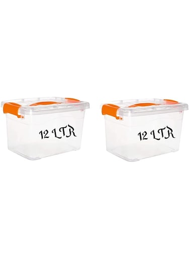 Selecto BCT 12 LTR Clear Plastic Storage Box With Lid   2 PC SET   For Clothes, Toys, Books, Snacks, Shoes and Grocery,Medicine,Stationary items and Many more. (2)