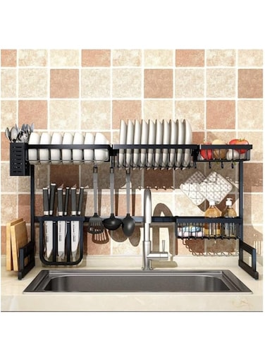 Dubai Gallery Stainless Steel Dish Rack Over Sink Dish Drainer Drainer Dryer Rack Kitchen Storage Organizer Rack Kitchen Utensil Holder