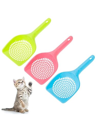 Aputue Cat Litter Scoop, 3 Pcs Pet Care Sand Waste Scooper with Small Aperture, Shovel Hollow Litter Scoop with Plastic Material, Shovel Litter Cleaner Scoop, for Sifting Kitty Cats Litter