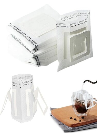 Portable Coffee Filter Paper, Disposable Drip Hanging Ear Coffee Bag, Single Serve Perfect for Travel Camping Home Office