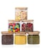 PICCASIO&trade; 6 Pcs Glass Jars, High Borosillicate Cookie Containers, Clear Food Storage Canisters Sets for Bean, Spaghetti, Pasta Cereal &amp; Herbs, Airtight Food Containers with Bamboo Lids