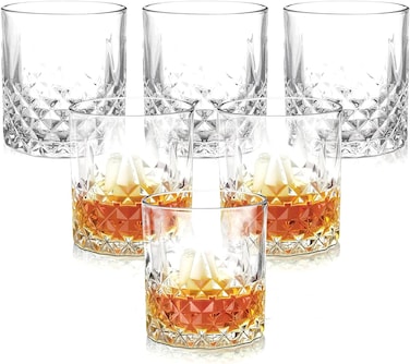 Cuisine Art Ligne Short Tumbler Whiskey Glasses Set 310ML, 6 Pieces &ndash; Thick Base, Clear, Lead-Free, Stackable, Dishwasher Safe, Durable Cocktail &amp; Juice Glasses, Home &amp; Bar Glassware, Gift Set
