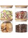 4 Pack Glass Storage Jars with Sealed Bamboo Lids 650ML Clear Glass Bulk Food Storage Canister for Serving Tea, Coffee, Spice, Candy, Cookie