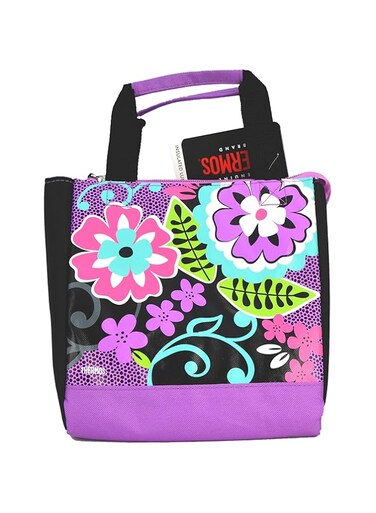 Thermos&reg; Lunch Bag for School Kids - Black Floral Bag   Temperature Retention Performance  Comfortable, Padded Carrying Handle   Zippered Opening For Easy Access   3 Years+