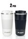 2 Pack Travel Coffee Mug Tumbler with Flip Lid, Reusable Insulated Stainless Steel Coffee Cup Thermos, Gifts for Women Men