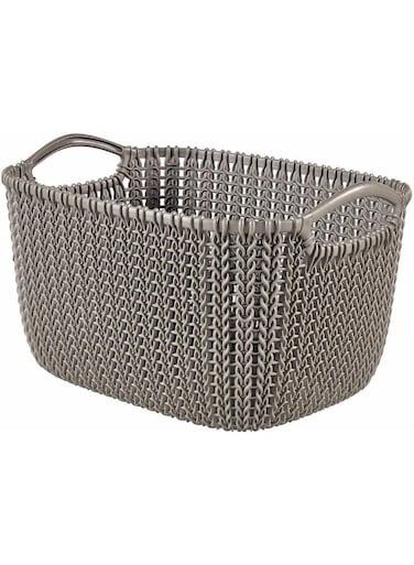 Knit Small Basket With 2 Hand 8L Brown Color