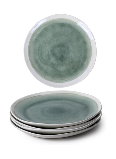 Cuisine Art Iris Green Dinner Plate - Set of 4   27cm Ceramic Plates   Durable &amp; Stylish Stoneware Dinnerware   Microwave &amp; Dishwasher Safe   Elegant Plates for Everyday Dining &amp; Special Occasions