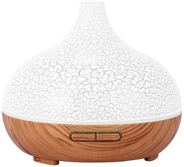 Cuisine Art Essential Oil Diffuser, 550ml Oil Diffuser with 4 Timer, Aromatherapy Diffuser with Auto Shut-Off Function, Cool Mist Humidifier BPA-Free for Bedroom Home, Brwon- White  Top