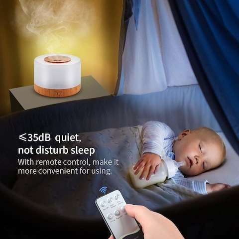 Cuisine Art Essential Oil Aroma Diffuser 700ml, Upgraded Aromatherapy Diffuser with 4 Timer and 7 Color Lights, Cool Mist Humidifier with Auto Shut-off Function - Brown - White