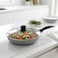 Wilson Non Stick Fry Pan with Glass Lid 28cm, Grey Aluminium Cooking Pan, Induction &amp; Gas Compatible, Scratch Resistant Coating, Cool Touch Handle, Healthy Low Oil Kitchen Cookware