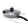 Wilson Non Stick Fry Pan with Glass Lid 28cm, Grey Aluminium Cooking Pan, Induction &amp; Gas Compatible, Scratch Resistant Coating, Cool Touch Handle, Healthy Low Oil Kitchen Cookware