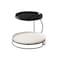 Shallow 2-Tier Serving Stand Hammered Porcelain Dessert Tower &ndash; Multi-Tiered Food Server for Daily Home Use, Coffee Stations, Buffet Tray &amp; Tea Rack (20cm &amp; 26cm, Black &amp; White)