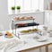 Shallow 3-Tier Porcelain Ceramic Serving Stand-31cm Stepped "Taqdeem" Set &ndash; Food Tower for Ramadan,Eid &amp; Festive Majlis - Mawaheen for Appetizers, Desserts&amp;Coffee Stations (White&amp;Black)