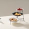 Shallow 3-Tier Porcelain Bowl Set with Stand &ndash; 15cm, 21cm &amp; 22cm Taqdeem Set-Food Tower for Home &amp; Majlis - Black &amp; White Mawaheen for Salads, Dips &amp; Coffee Station Hosting