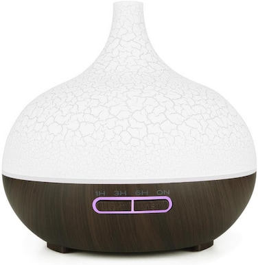 Cuisine Art Essential Oil Diffuser, 550ml Oil Diffuser with 4 Timer, Aromatherapy Diffuser with Auto Shut-Off Function, Cool Mist Humidifier BPA-Free for Bedroom Home, Dark Brwon- White  Top