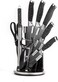 Cuisine Art 9-Piece Professional Kitchen Knife Set with Revolving Stand &ndash; Includes Chef, Cleaver, Slicing, Utility, Fruit Knives, Scissors, Sharpening Rod and Potato Peeler - Black