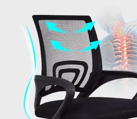 Cuisine Art Office Chair, Comfort Ergonomic Height Adjustable Desk Chair with Lumbar Support Backrest 46X46X94Cm Black