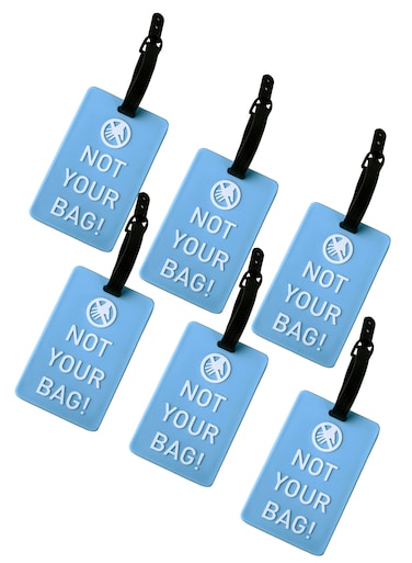 Luggage Tag with Name ID Card, Personalized Identifier ID Labels, Flexible PVC Travel Tags, Secure Travel Luggage Labels for Baggage, Suitcase Tag  &ndash; "Not Your Bag" Text, Light Blue 6-Piece Set