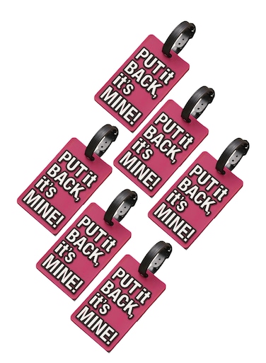Luggage Tag with Name ID Card, Personalized Identifier ID Labels, Flexible PVC Travel Tags, Secure Travel Luggage Labels for Baggage, Suitcase Tag  &ndash; "PUT IT BACK, It's Mine!" Maroon  6-Piece Set