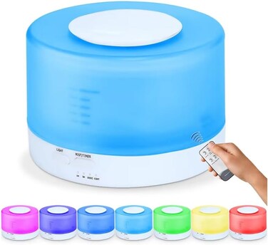 Cuisine Art Essential Oil Aroma Diffuser 700ml, Upgraded Aromatherapy Diffuser with 4 Timer and 7 Color Lights, Cool Mist Humidifier with Auto Shut-off Function - White
